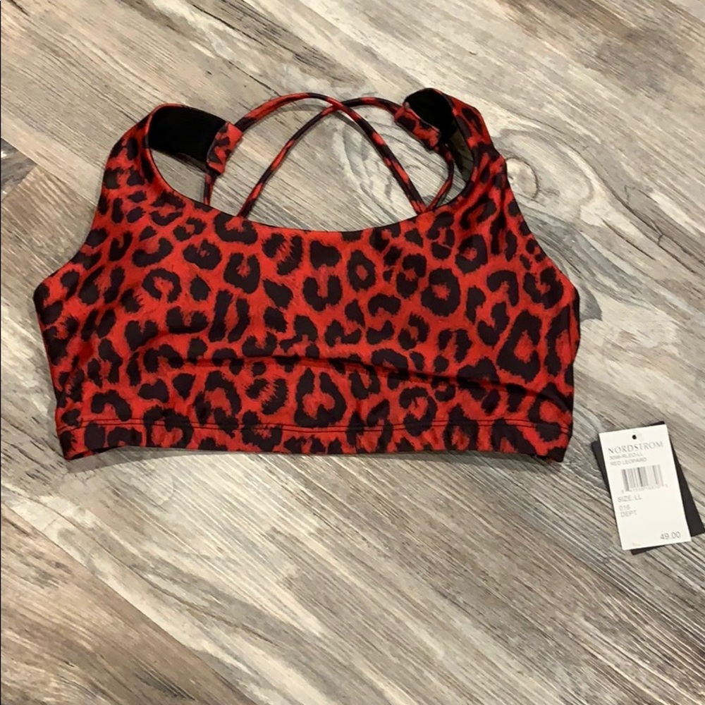 NWT Onzie Mudra Sports Bra L, red leopard print